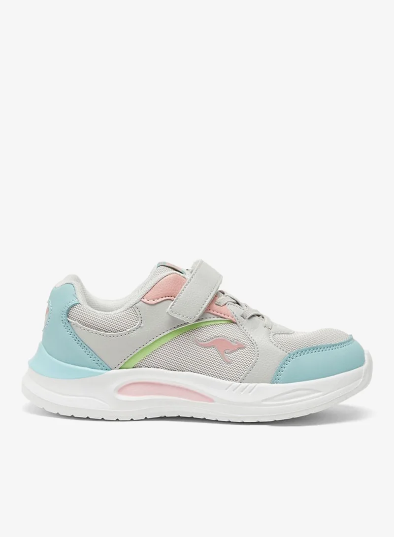 kangaROOS Girls' Colourblock Sports Shoes with Hook and Loop Closure
